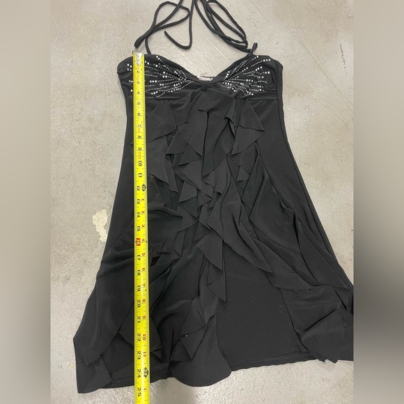 Y2k Bedazzled Babydoll Halter Ruffle Bodycon Going Out Mini Dress Whimsigoth - Picture 8 of 8